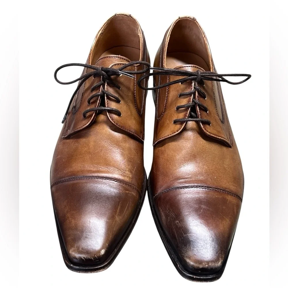 Finsbury Neiva brown leather lace up derby dress shoes Made in Spain